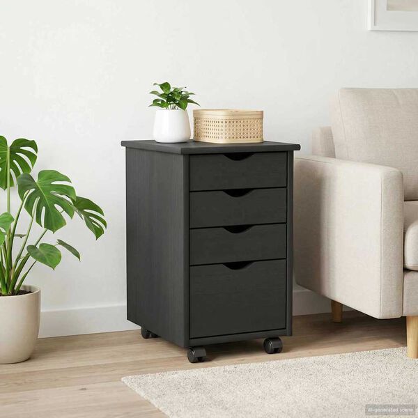 vidaXL Rito&scaron;ais skapis ar riteni Pelēka 34 x 39 x 56 cm Cieta priede