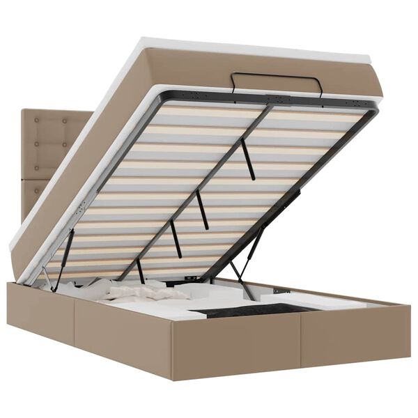 vidaXL Osmaņu gultas rāmis ar matrača kapučīno 120x190cm mākslīgā āda