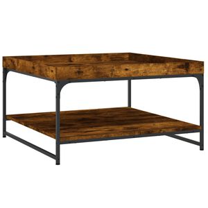 vidaXL kafijas galdiņ&scaron;, 80x80x45 cm, inženierijas koks, dzelzs, ozola