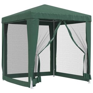 vidaXL svinību telts, ar 4 sieta sienām, 2x2 m, zaļa, HDPE