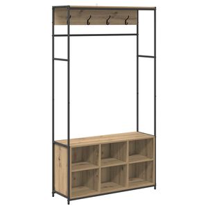 vidaXL Mēteļu stends ar apavu soli Artisan Ozols 100 x 32 x 180,5 cm