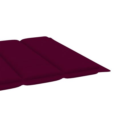 vidaXL sauļošanās zvilnis ar vīnsarkanu matraci, masīvs tīkkoks