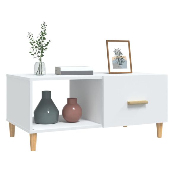 vidaXL kafijas galdiņ&scaron;, balts, 89,5x50x40 cm, inženierijas koks