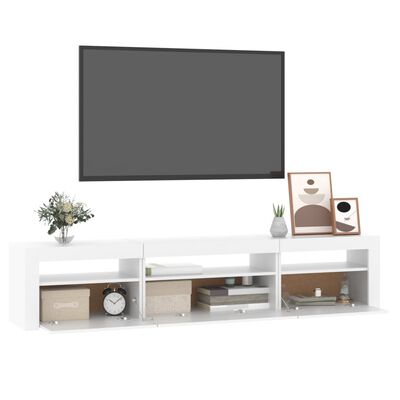 vidaXL TV skapītis ar LED apgaismojumu, balts, 195x35x40 cm