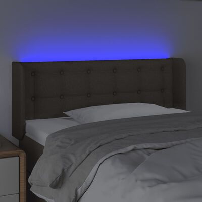 vidaXL gultas galvgalis ar LED, 83x16x78/88 cm, pelēkbrūns audums