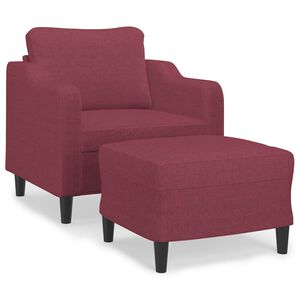 vidaXL atpūtas krēsls ar kājsoliņu, 60 cm, vīnsarkans audums