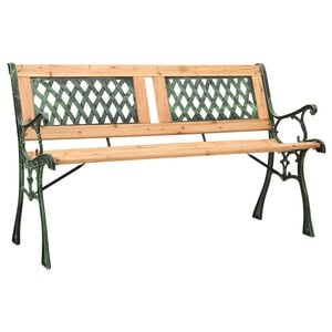 vidaXL dārza sols, 122 cm, čuguns un egles masīvkoks