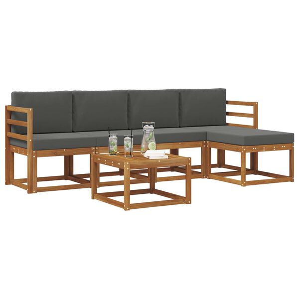 vidaXL Āra dīvānu komplekts ar spilvenu 6 pcs Dabisks un antracīts