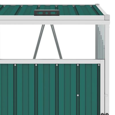 vidaXL četrdaļīga nojume atkritumu konteineriem, zaļa, 286x81x121 cm