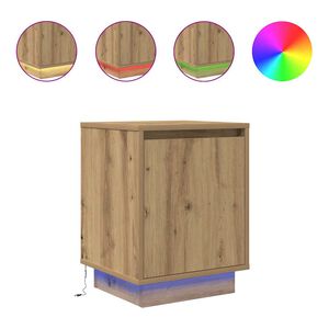vidaXL naktsskapī&scaron;i ar LED gaismām 2 gab Artisan Oak 38x34x50 cm