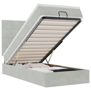 vidaXL Osmaņu gultas rāmis ar matračiem gai&scaron;i pelēks 80x200 cm samts