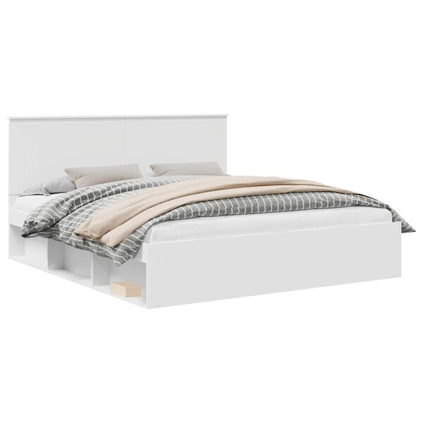 vidaXL Gultas rāmis Balts 180 x 200 cm Ciets priedes koks