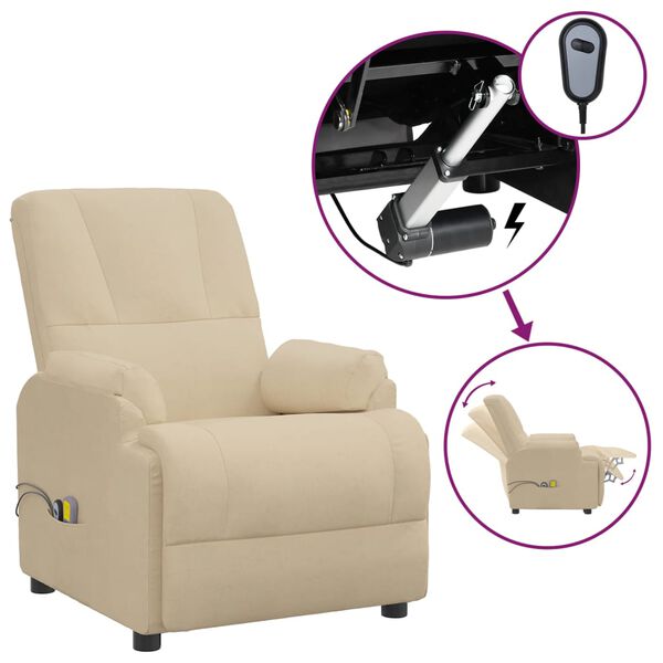 vidaXL elektrisks masāžas krēsls, krēmkrāsas mākslīgā zam&scaron;āda