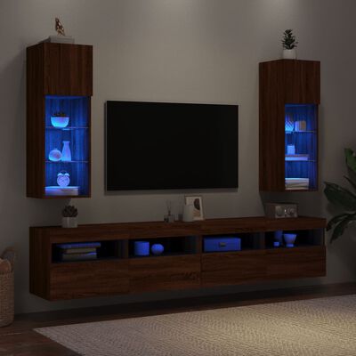 vidaXL TV skapīši ar LED, 2 gab., brūna ozolkoka krāsa, 30,5x30x90 cm