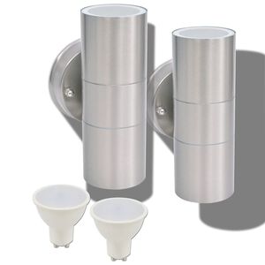 vidaXL āra LED sienas lampa, divvirzienu, 2 gab., nerūsējo&scaron;ais tērauds