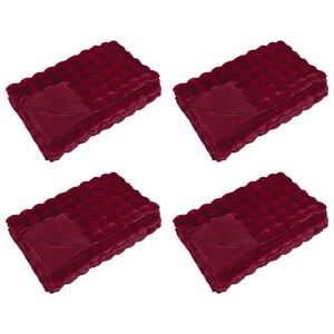 vidaXL Mākslīgā truša kažokādas sega 4 pcs Bordo sarkans 130 x 150 cm