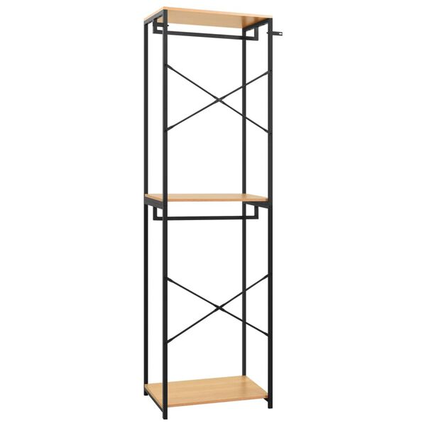 vidaXL drēbju plaukts, 60x40x213 cm, metāls, skaidu plāksne