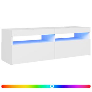 vidaXL TV galdiņ&scaron; ar LED lampiņām, 120x35x40 cm, balts