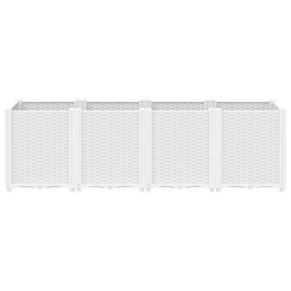 vidaXL dārza puķu kaste, balta, 160x40x53 cm, PP