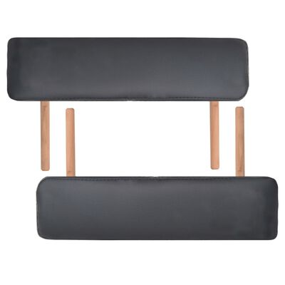 vidaXL masāžas galds un taburete, 3 daļas, saliekami, 10 cm, melni