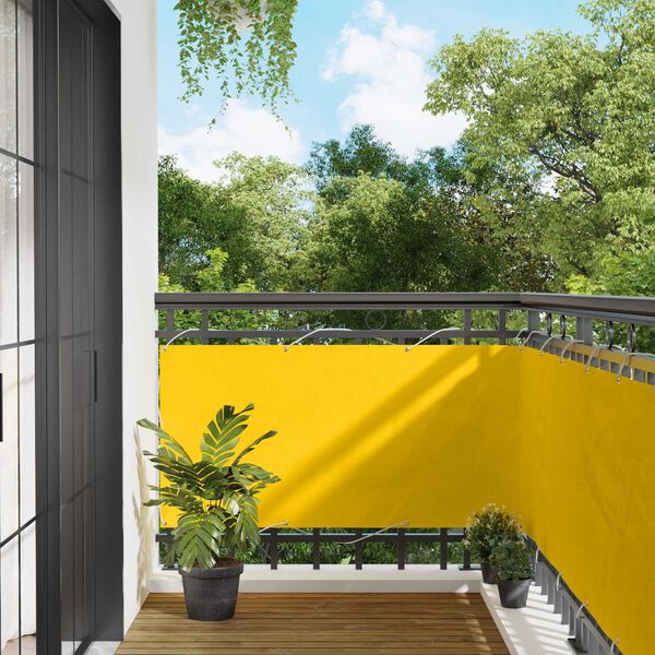 vidaXL Balkona ekrāns Dzeltena 75 x 200 cm PU pārklāts Oksfords alu