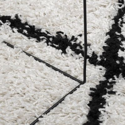 vidaXL paklājs, 160x230 cm, Shaggy, moderns, krēmkrāsu un melns