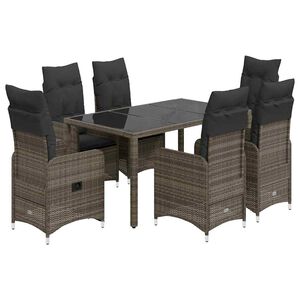 vidaXL 5-daļīgs bistro mēbeļu komplekts, matrači, pelēks PE