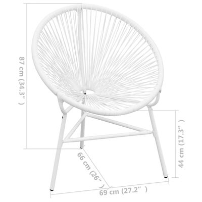 vidaXL dārza krēsls, PE rotangpalma, balts, apaļš