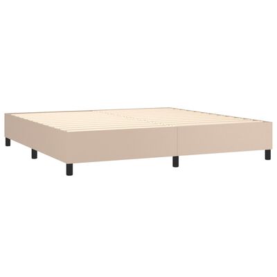 vidaXL atsperu gulta ar matraci, kapučīno, 200x200 cm, mākslīgā āda