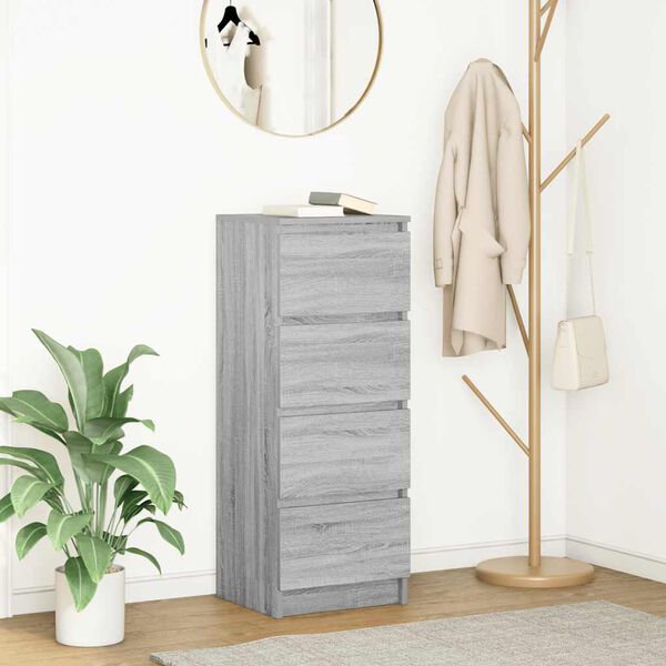 vidaXL kumode, pelēka ozolkoka, 37,5x35x99 cm, inženierijas koks