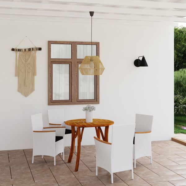 vidaXL 5-daļīgs dārza mēbeļu komplekts, balts