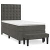 vidaXL atsperu gulta ar matraci, tum&scaron;i pelēka samts, 80x200 cm