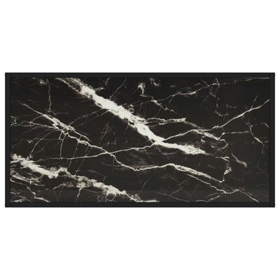 vidaXL kafijas galdiņš, 100x50x35 cm, melns marmora raksts, stikls