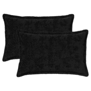 vidaXL Spilvenu pārvalks 2 gab. HOUTEN Melns 30 x 50 cm Mākslīga tru&scaron;a