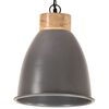 vidaXL griestu lampa, industriāla, pelēka, dzelzs, koks, 23 cm, E27