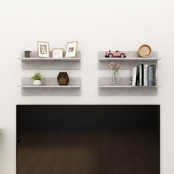 vidaXL sienas plaukti, 4 gab., 60x11,5x18cm, pelēki, inženierijas koks