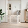 vidaXL suņu vārti, salokāmi, 3 paneļi, balti, 150 cm, egles masīvkoks