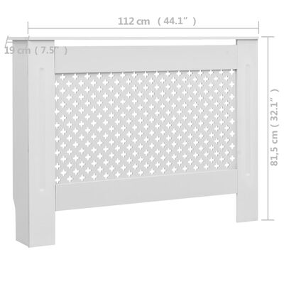 vidaXL radiatora pārsegi, 2 gab., balti, 112x19x81,5 cm, MDF