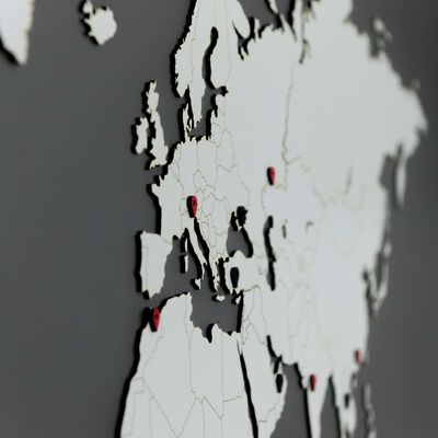 MiMi Innovations koka pasaules kartes sienas dekorācija Luxury, balta