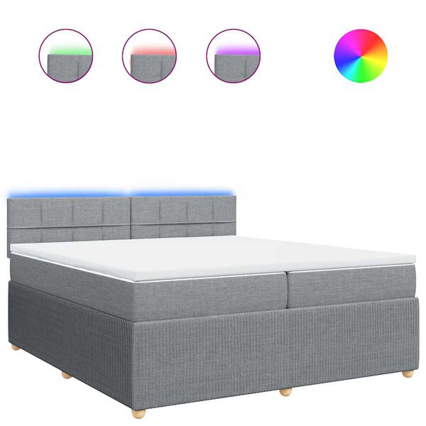 vidaXL atsperu gulta ar matraci, gai&scaron;i pelēka audums, 200x200cm