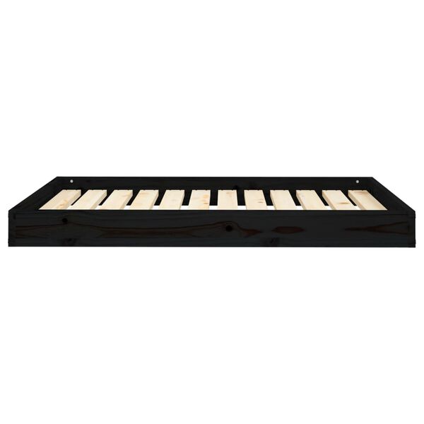 vidaXL suņu gulta, melna, 101,5x74x9 cm, priedes masīvkoks