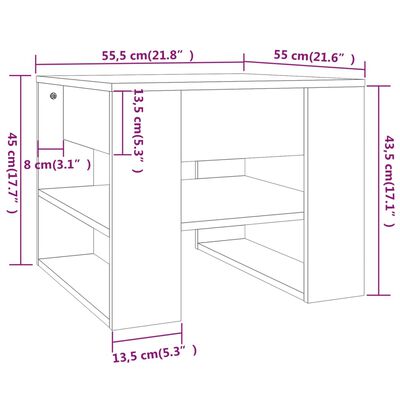 vidaXL kafijas galdiņš, melns, 55,5x55x45 cm, inženierijas koks