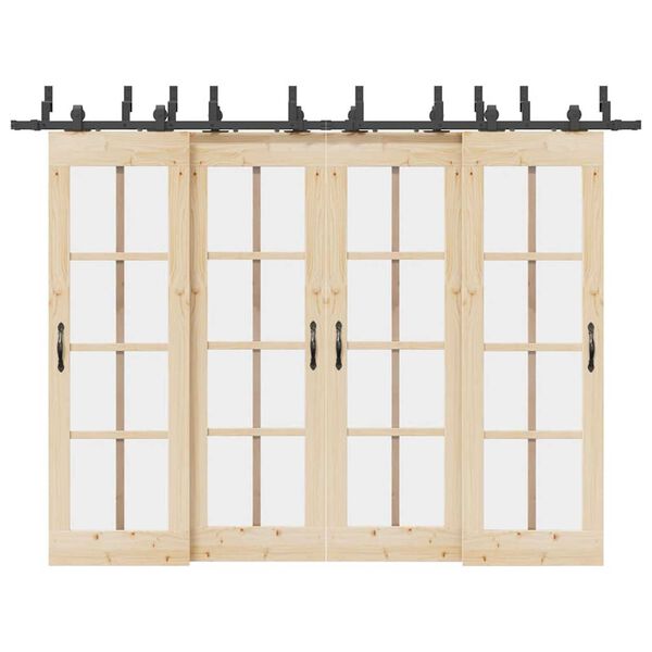 vidaXL bīdāmo durvju sistēma, 305 cm, melns tērauds