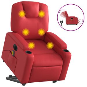 vidaXL elektrisks masāžas krēsls, paceļams, sarkana mākslīgā āda