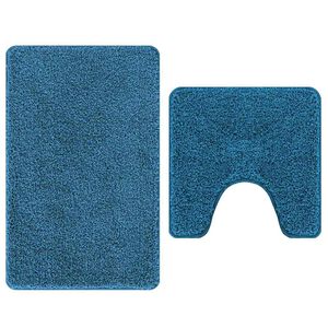 vidaXL Antislip vannas paklāju komplekts 2 gab. Zila 50 x 50 cm PP