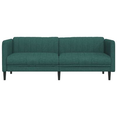 vidaXL trīsvietīgs dīvāns, tumši zaļš, audums