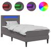 vidaXL Gultas rāmis ar LED sloksnēm Pelēka 90 x 200 cm Mākslīgā āda