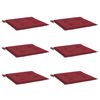 vidaXL dārza krēslu spilveni, 6 gab., vīnsarkani, 50x50x4 cm, audums