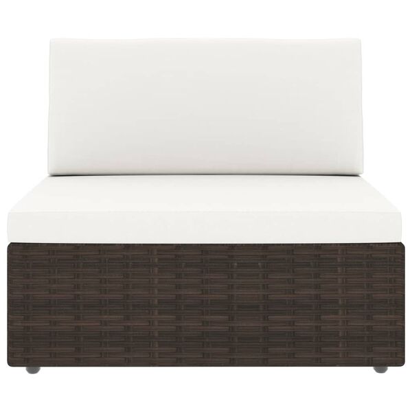 vidaXL vidējais moduļu dīvāns, PE rotangpalma, brūns