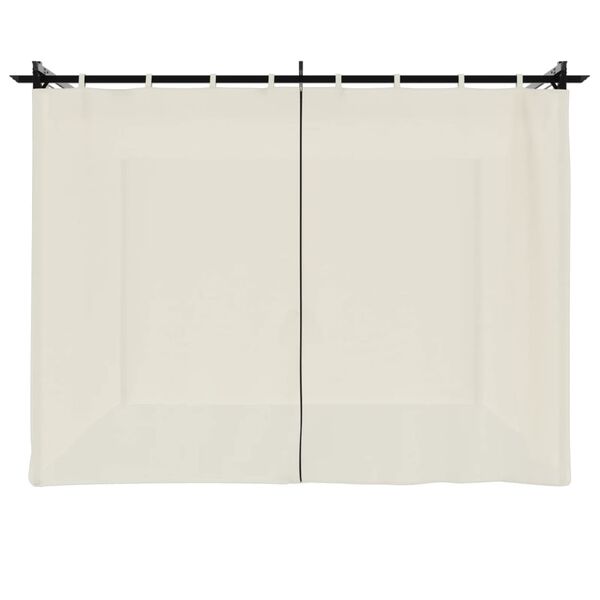 vidaXL dārza nojume ar aizkariem, 3x3 m, tērauds, krēmkrāsas